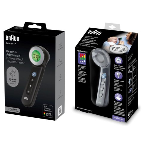 BRAUN BNT400 BLACK NO TOUCH + TOUCH Termometr bezdotykowy z Age Precision, tryb nocny BRAUN BNT400 BLACK NO TOUCH + TOUCH Termometr bezdotykowy z Age Precision, tryb nocny