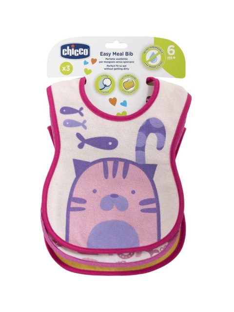 CHICCO 0M+ Śliniaczek wodoodporny, różowy, bawełna z warstwą ochronną, 3 szt. CHICCO 0M+ Śliniaczek wodoodporny, różowy, bawełna z warstwą ochronną, 3 szt.