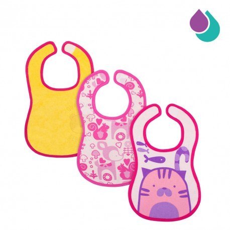 CHICCO 0M+ Śliniaczek wodoodporny, różowy, bawełna z warstwą ochronną, 3 szt. CHICCO 0M+ Śliniaczek wodoodporny, różowy, bawełna z warstwą ochronną, 3 szt.