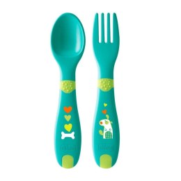 CHICCO 12M+ Pierwsze plastikowe sztućce dla dzieci, uniwersalny kolor