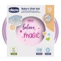 CHICCO 12M+ Zestaw 2 talerzy, różowy, z antypoślizgiem i miejscem na łyżkę
