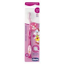 CHICCO 36M+ Do zębów, różowa, szczoteczka do zębów mlecznych z tarką do języka