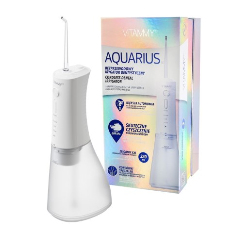 VITAMMY AQUARIUS Irygator bezprzewodowy do jamy ustnej, 3 tryby, IPX7, 4 końcówki