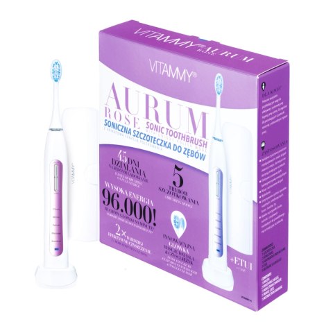 VITAMMY AURUM ROSE Szczoteczka soniczna do zębów z polerowaniem, elegancki design