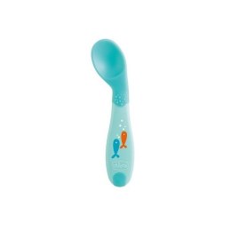CHICCO 8M+ Pierwsza łyżeczka, niebieska, ergonomiczna i miękka