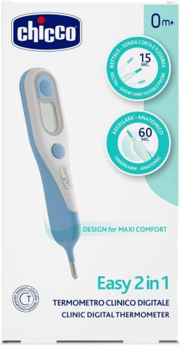 CHICCO Termometr cyfrowy 2 w 1, do pomiaru w odbycie i pod pachą, elastyczna sonda