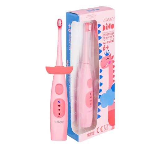 VITAMMY DINO / PINK Szczoteczka soniczna do zębów dla dzieci 6+, wyciszona obudowa VITAMMY DINO / PINK Szczoteczka soniczna do zębów dla dzieci 6+, wyciszona obudowa