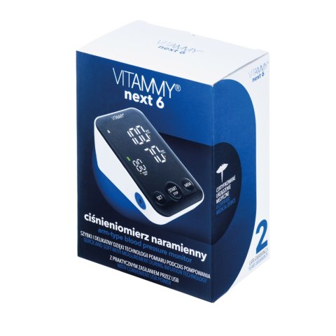 VITAMMY NEXT 6 Ciśnieniomierz naramienny, pomiar podczas pompowania, wykrywanie arytmii VITAMMY NEXT 6 Ciśnieniomierz naramienny, pomiar podczas pompowania, wykrywanie arytmii