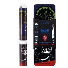 VITAMMY SMILE CZARNY KOT Szczoteczka soniczna do zębów dla dzieci 3+, miękkie włókna