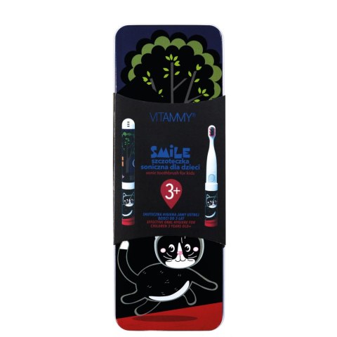 VITAMMY SMILE CZARNY KOT Szczoteczka soniczna do zębów dla dzieci 3+, miękkie włókna VITAMMY SMILE CZARNY KOT Szczoteczka soniczna do zębów dla dzieci 3+, miękkie włókna