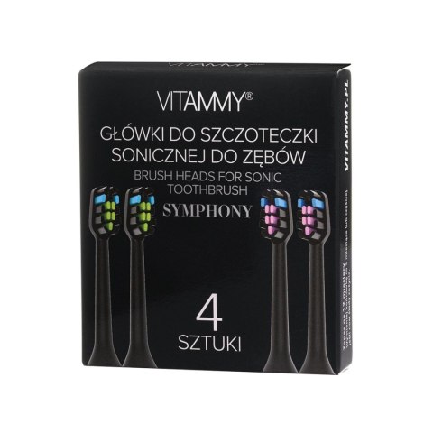 VITAMMY SYMPHONY/VIVO KOŃCÓWKI 4 SZT. BLACK Do szczoteczki sonicznej, miękkie i trwałe VITAMMY SYMPHONY/VIVO KOŃCÓWKI 4 SZT. BLACK Do szczoteczki sonicznej, miękkie i trwałe
