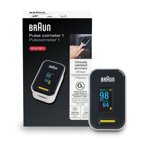 BRAUN PULSE OXIMETER 1 Pulsoksymetr medyczny OLED, dokładny pomiar SpO2 i tętna BRAUN PULSE OXIMETER 1 Pulsoksymetr medyczny OLED, dokładny pomiar SpO2 i tętna
