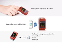 CREATIVE MEDICAL PC-60NW Pulsoksymetr z bluetooth i opcją podłączenia czujników SpO2