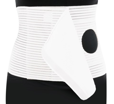 QMED BIAŁY ROZM. XL Pas brzuszny z otworem stomijnym, wys. 25 cm QMED BIAŁY ROZM. XL Pas brzuszny z otworem stomijnym, wys. 25 cm