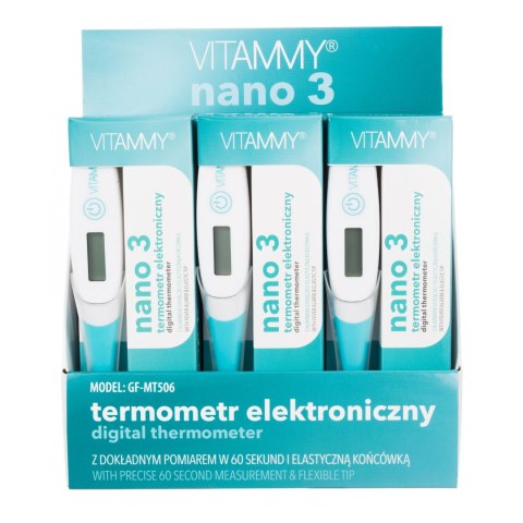 VITAMMY NANO 3 Termometr elektroniczny z elastyczną końcówką, termometr piórkowy VITAMMY NANO 3 Termometr elektroniczny z elastyczną końcówką, termometr piórkowy