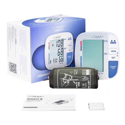 VITAMMY SMART 6 Ciśnieniomierz naramienny, delikatny pomiar, 2×250 pamięci VITAMMY SMART 6 Ciśnieniomierz naramienny, delikatny pomiar, 2×250 pamięci