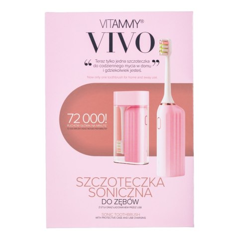 VITAMMY VIVO PINK Szczoteczka soniczna z etui, kompaktowa, USB-C VITAMMY VIVO PINK Szczoteczka soniczna z etui, kompaktowa, USB-C