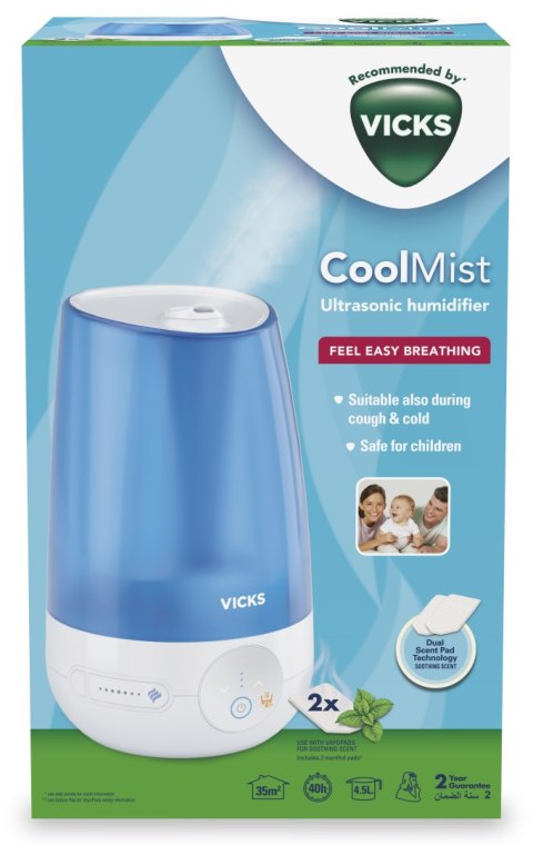 VICKS VUL565E4 COOL MIST Ultradźwiękowy nawilżacz powietrza z VapoPad VICKS VUL565E4 COOL MIST Ultradźwiękowy nawilżacz powietrza z VapoPad