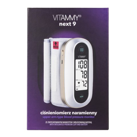 VITAMMY NEXT 9 Ciśnieniomierz naramienny automatyczny z mankietem, kompaktowy rozmiar VITAMMY NEXT 9 Ciśnieniomierz naramienny automatyczny z mankietem, kompaktowy rozmiar