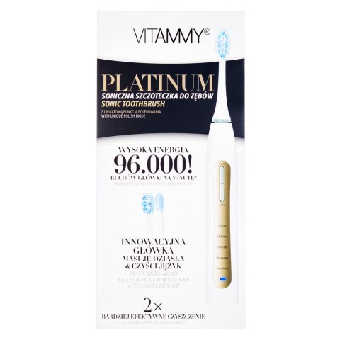 VITAMMY PLATINUM Szczoteczka soniczna do zębów, 5 trybów, IPX7, 96 000 ruchów/min VITAMMY PLATINUM Szczoteczka soniczna do zębów, 5 trybów, IPX7, 96 000 ruchów/min
