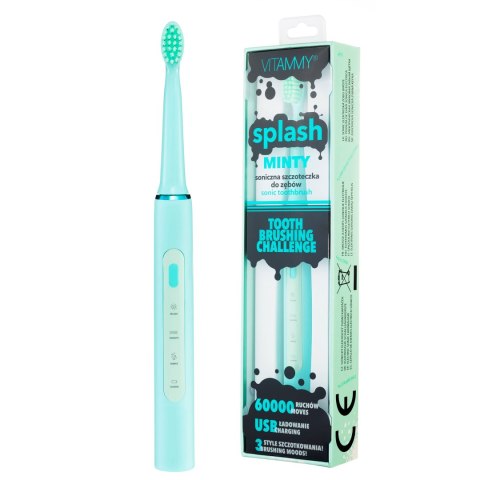 VITAMMY SPLASH MINTY Szczoteczka soniczna dla dzieci 8+, 60 000 drgań/min