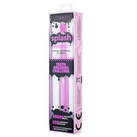 VITAMMY SPLASH PURPLY Szczoteczka soniczna dla dzieci 8+, 60 000 drgań/min VITAMMY SPLASH PURPLY Szczoteczka soniczna dla dzieci 8+, 60 000 drgań/min
