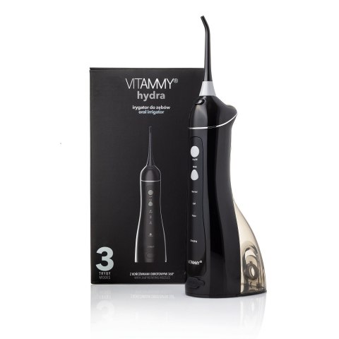 VITAMMY HYDRA CZARNY Irygator dentystyczny bezprzewodowy, 3 tryby pracy