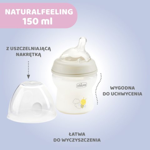 CHICCO NATURALFEELING 0M+ 150 ml Butelka plastikowa, smoczek silikon, przepływ wolny CHICCO NATURALFEELING 0M+ 150 ml Butelka plastikowa, smoczek silikon, przepływ wolny