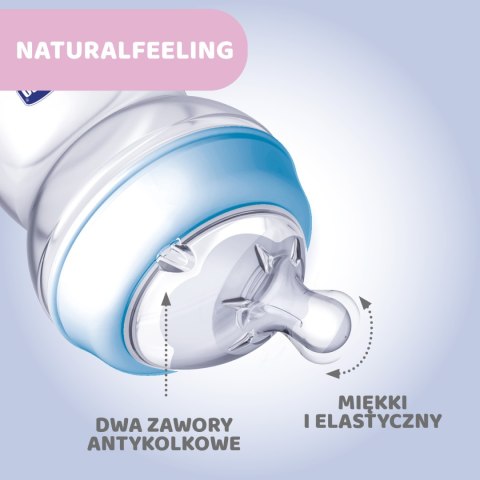 CHICCO NATURALFEELING 0M+ 150 ml Butelka plastikowa, smoczek silikon, przepływ wolny CHICCO NATURALFEELING 0M+ 150 ml Butelka plastikowa, smoczek silikon, przepływ wolny