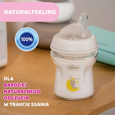 CHICCO NATURALFEELING 0M+ 150 ml Butelka szklana, smoczek silikon, przepływ wolny CHICCO NATURALFEELING 0M+ 150 ml Butelka szklana, smoczek silikon, przepływ wolny