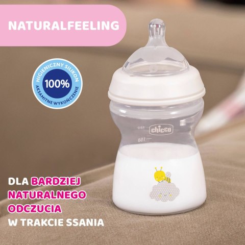 CHICCO NATURALFEELING 2M+ 250 ml Butelka plastikowa, smoczek silikon, przepływ średni CHICCO NATURALFEELING 2M+ 250 ml Butelka plastikowa, smoczek silikon, przepływ średni