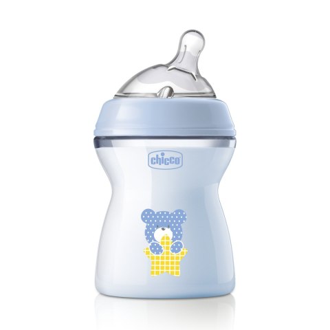 CHICCO NATURALFEELING 2M+ 250 ml Butelka plastikowa, smoczek silikon, przepływ średni