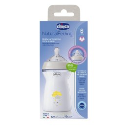 CHICCO NATURALFEELING 6M+ 330 ml Butelka plastikowa, smoczek silikon, przepływ szybki