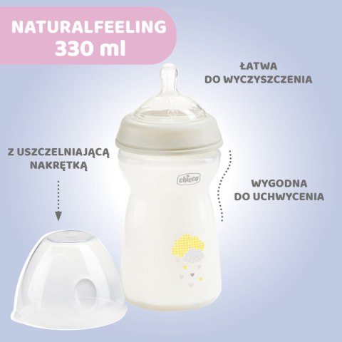 CHICCO NATURALFEELING 6M+ 330 ml Butelka plastikowa, smoczek silikon, przepływ szybki CHICCO NATURALFEELING 6M+ 330 ml Butelka plastikowa, smoczek silikon, przepływ szybki