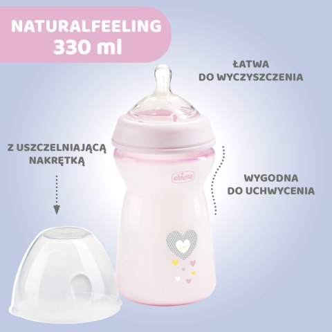 CHICCO NATURALFEELING 6M+ 330 ml Butelka plastikowa, smoczek silikon, przepływ szybki CHICCO NATURALFEELING 6M+ 330 ml Butelka plastikowa, smoczek silikon, przepływ szybki