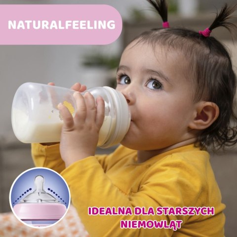 CHICCO NATURALFEELING 6M+ 330 ml Butelka plastikowa, smoczek silikon, przepływ szybki CHICCO NATURALFEELING 6M+ 330 ml Butelka plastikowa, smoczek silikon, przepływ szybki