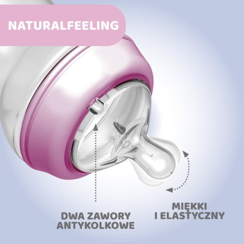 CHICCO NATURALFEELING 6M+ 330 ml Butelka plastikowa, smoczek silikon, przepływ szybki CHICCO NATURALFEELING 6M+ 330 ml Butelka plastikowa, smoczek silikon, przepływ szybki