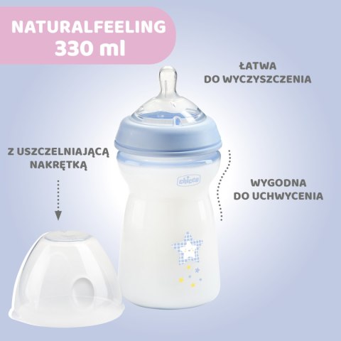 CHICCO NATURALFEELING 6M+ 330 ml Butelka plastikowa, smoczek silikon, przepływ szybki CHICCO NATURALFEELING 6M+ 330 ml Butelka plastikowa, smoczek silikon, przepływ szybki
