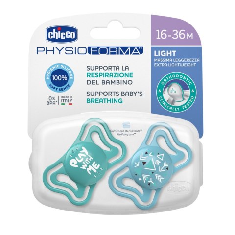 CHICCO PHYSIO LIGHT 6-36M Smoczek do uspokajania, silikonowy, niebieski, 2 szt. CHICCO PHYSIO LIGHT 6-36M Smoczek do uspokajania, silikonowy, niebieski, 2 szt.