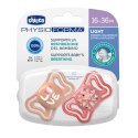 CHICCO PHYSIO LIGHT 6-36M Smoczek do uspokajania, silikonowy, różowy, 2 szt.