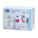 CHICCO Zestaw do karmienia (butelka 150 ml, butelka 250 ml, smoczek 0M+), niebieski