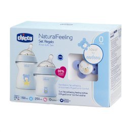 CHICCO Zestaw do karmienia (butelka 150 ml, butelka 250 ml, smoczek 0M+), niebieski