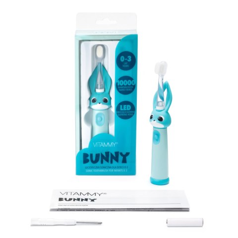VITAMMY BUNNY LIGHT BLUE Szczoteczka soniczna dla dzieci 0-3 lata, LED, nanowłókna VITAMMY BUNNY LIGHT BLUE Szczoteczka soniczna dla dzieci 0-3 lata, LED, nanowłókna